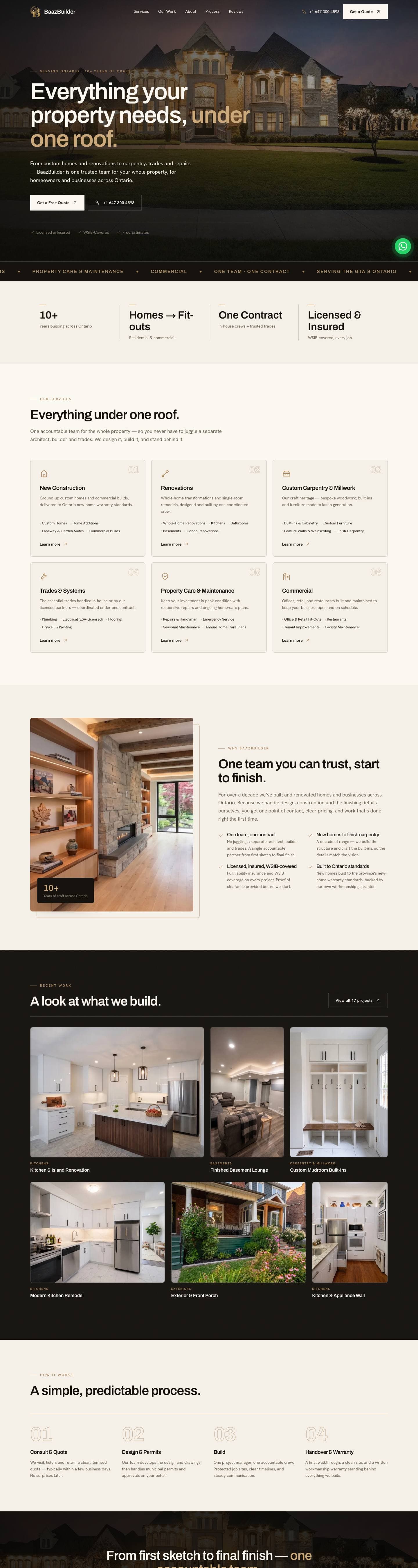 BaazBuilder website, full page