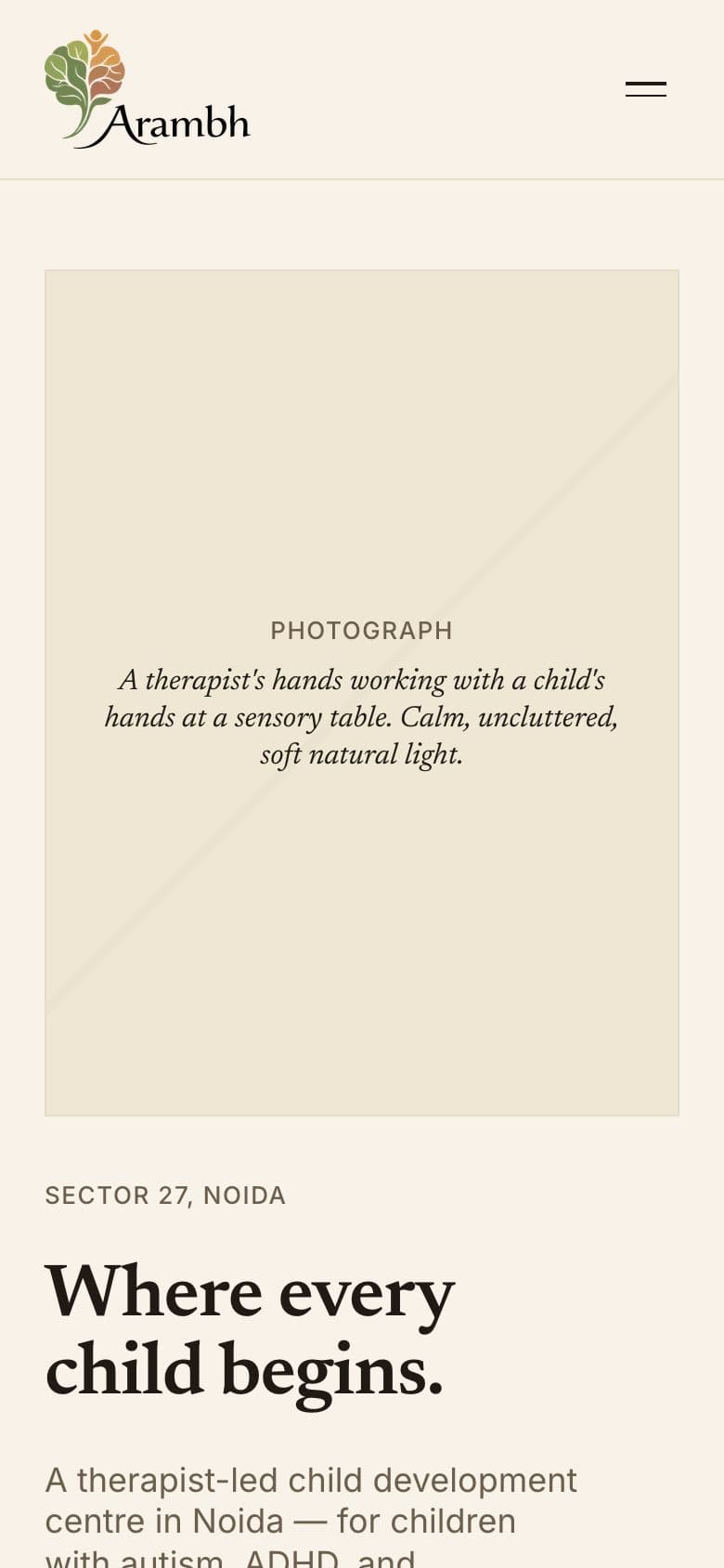Arambh website on mobile