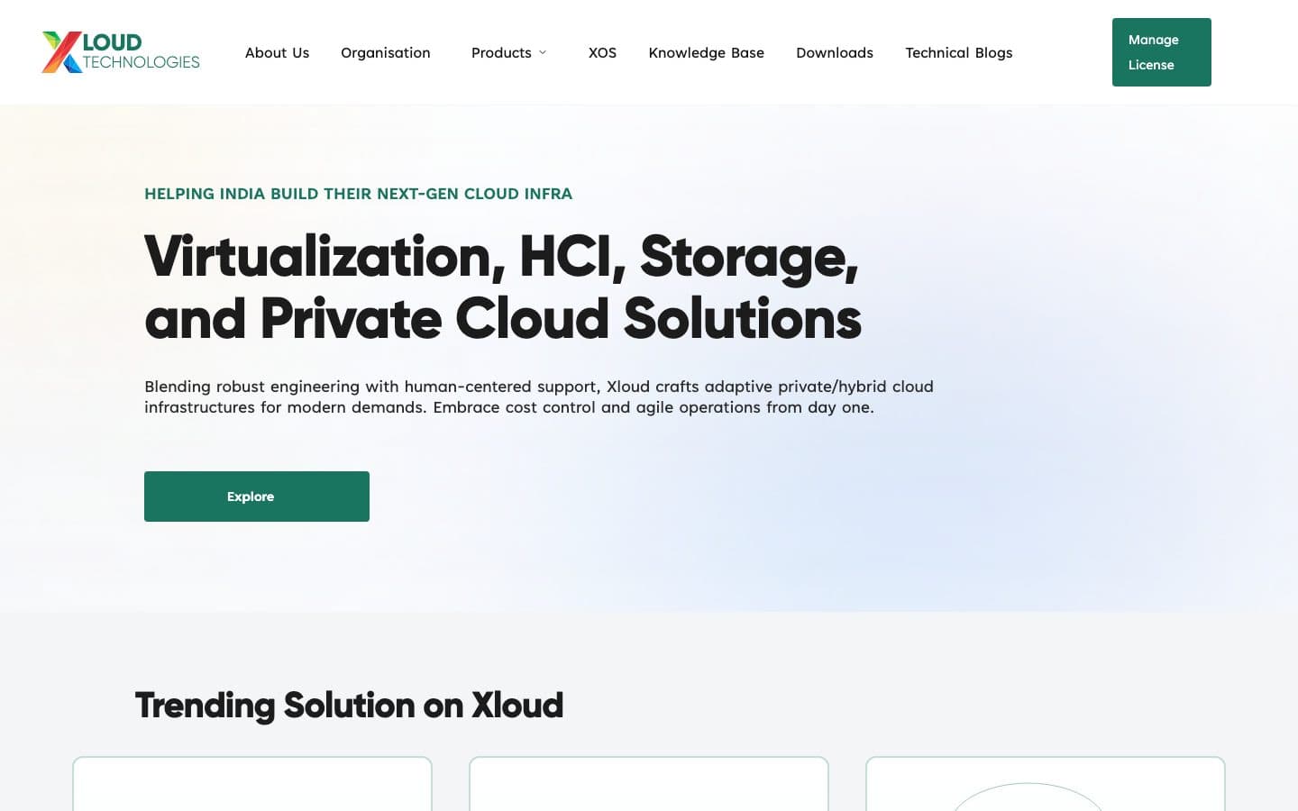 Xloud Technologies website homepage